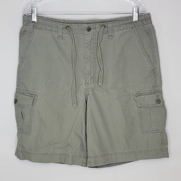 Eddie Bauer Shorts Mens Size 35 Ripstop Cargo Shorts Gray Hiking Drawstring Hem - Picture 1 of 6